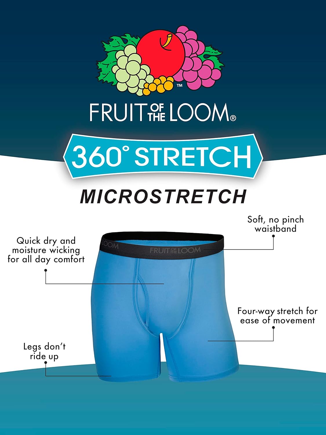 Fruit of the Loom Mens Micro Stretch Boxer Briefs, Designed to Move with You, Lightweight  Moisture Wicking