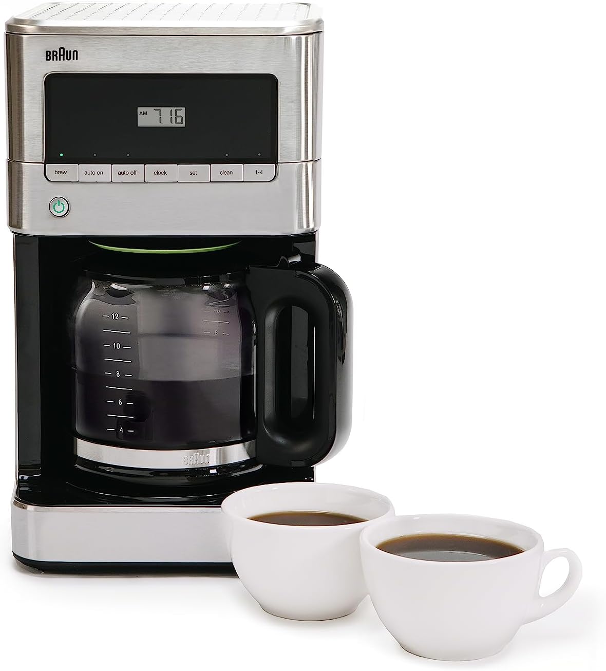 Cafetera Braun KF7070 BrewSense de cristal de goteo, 12 tazas, acero inoxidable
