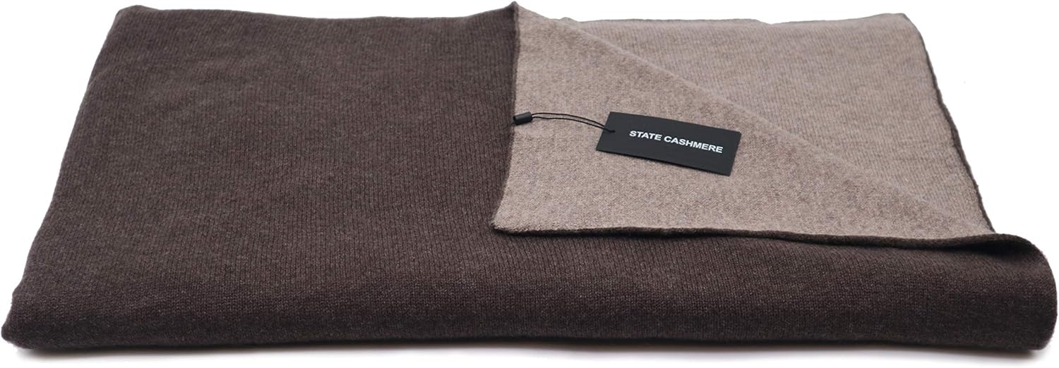 State Cashmere Reversible Throw Blanket - Ultra Soft Accent Blanket for Couch, Sofa  Bed Made with 100% Inner Mongolian Cashmere - Crafted Home Accessories - (Black Coffee/Winter Twig, 60x50") · v2