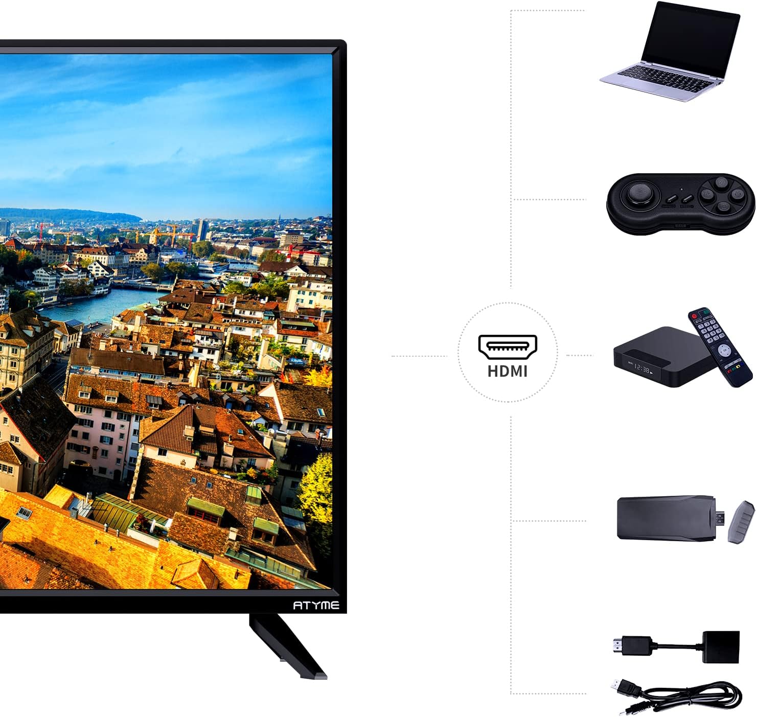 TV LED HD da 32 pollici classe 60Hz 720p Schermo piatto 1*USB 3* HDMI 1*VGA ARC Altoparlanti a doppio canale da 8 W Monitor Televisore 320GM5HD