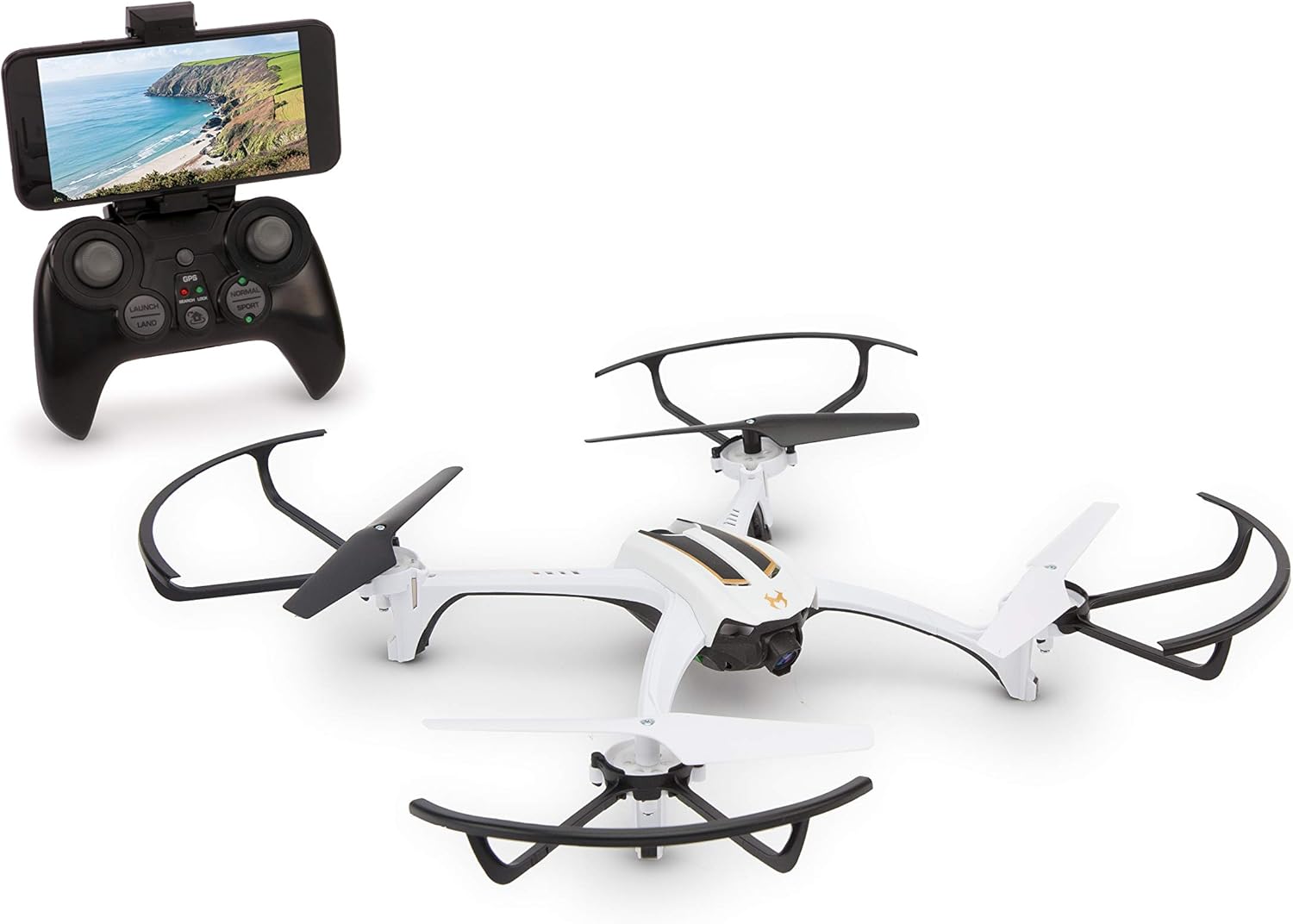 طائرة بدون طيار Sky Viper Journey GPS باللونين الأبيض والأسود