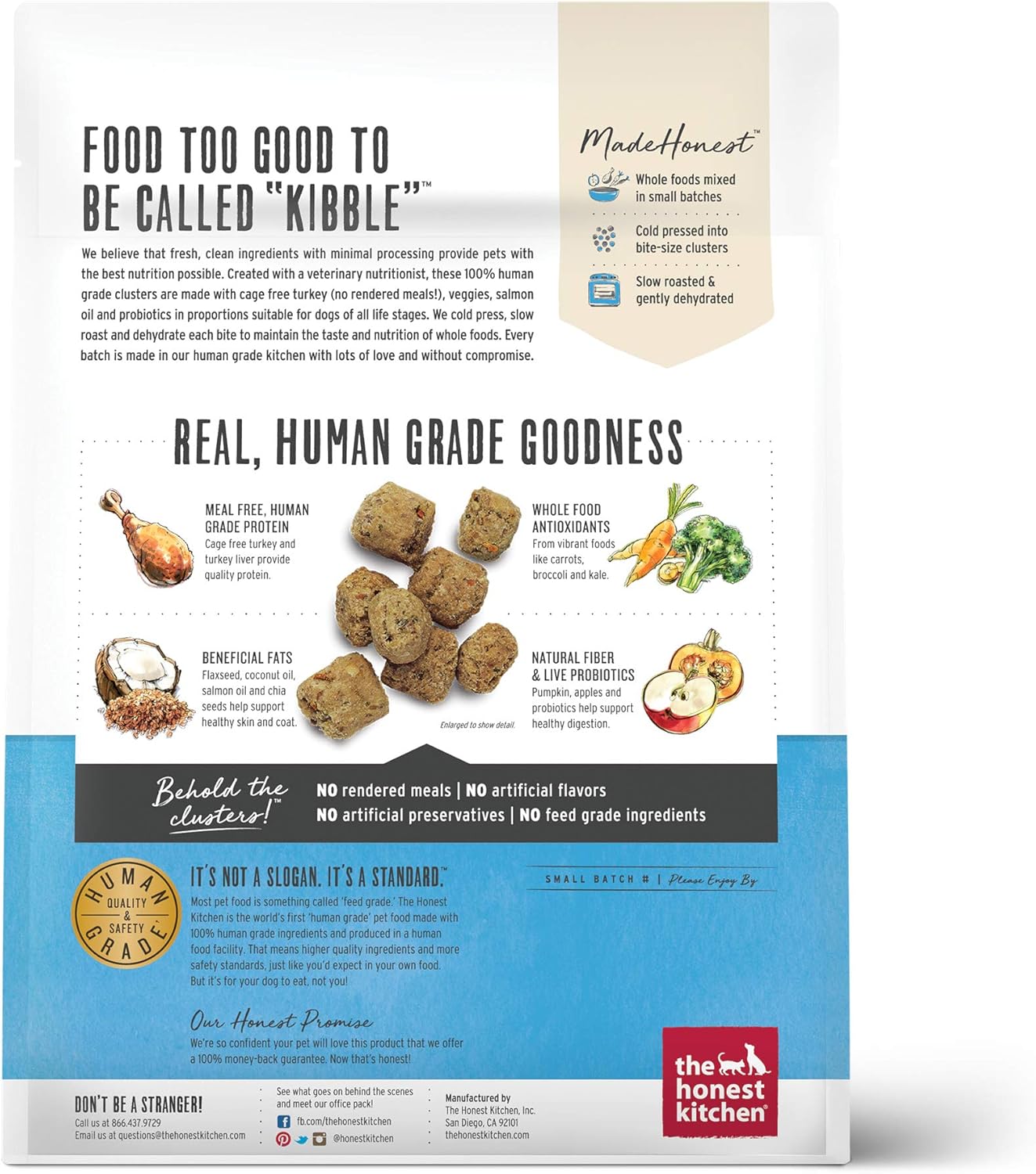 The Honest Kitchen Whole Food Clusters Grain Free Turkey Dry Dog Food, 1 lb Trial Pouch · v4