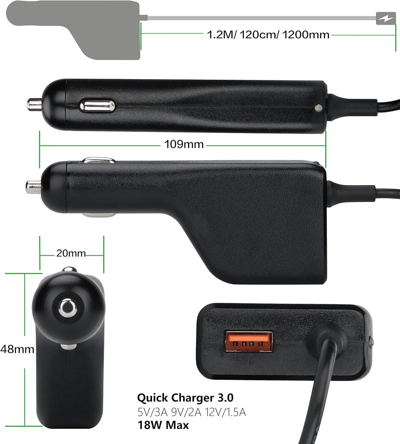 Power Supply Car Adapter Charger for DELL Latitude XPS Precision Vostro Adamo Studio Inspiron 19.5V 3.34A 4.62A 65W 90W with 18W USB QC3.0 · v5