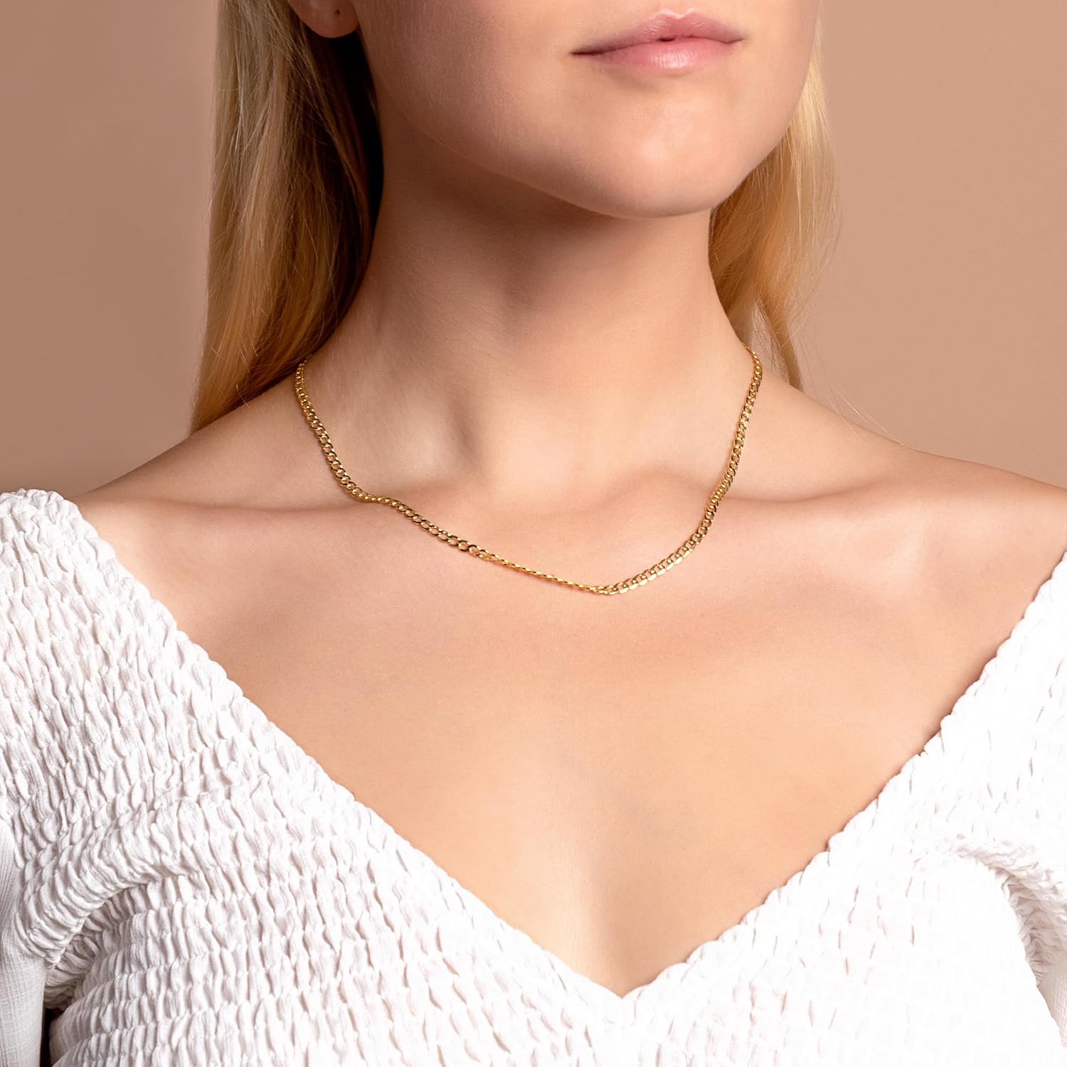 PORI JEWELERS 14K Yellow Gold 3.5MM Cuban/Curb Chain Necklace - Made In Italy · v2