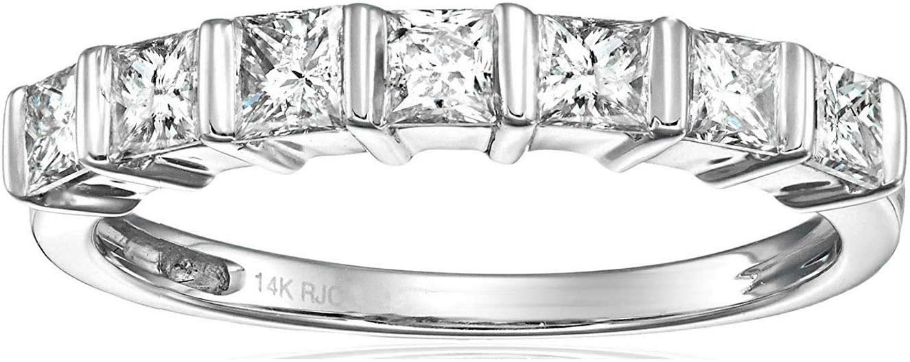 แหวนแต่งงานทรง Princess Cut สำหรับผู้หญิง 1/2 กะรัต ในแหวนทองคำขาว 14K ขนาด 4.5-9