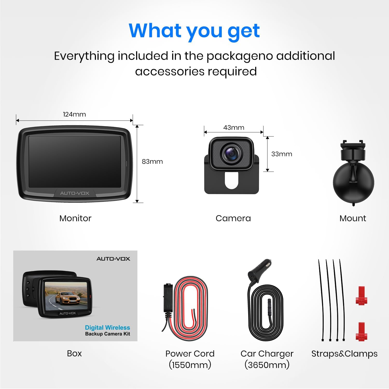 AUTO-VOX CS-2 Wireless Backup Camera with 4.3 Car Monitor, Easy Install Stable Digital Signal Back Up Camera System, Super Night Vision Reverse Cam for Truck, SUV, Van, Trailer · v3