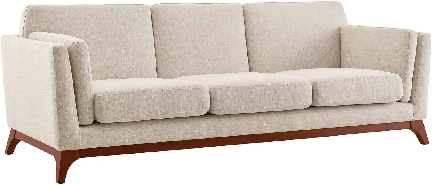 Divano moderno imbottito in tessuto Mid-Century Modway Chance, beige