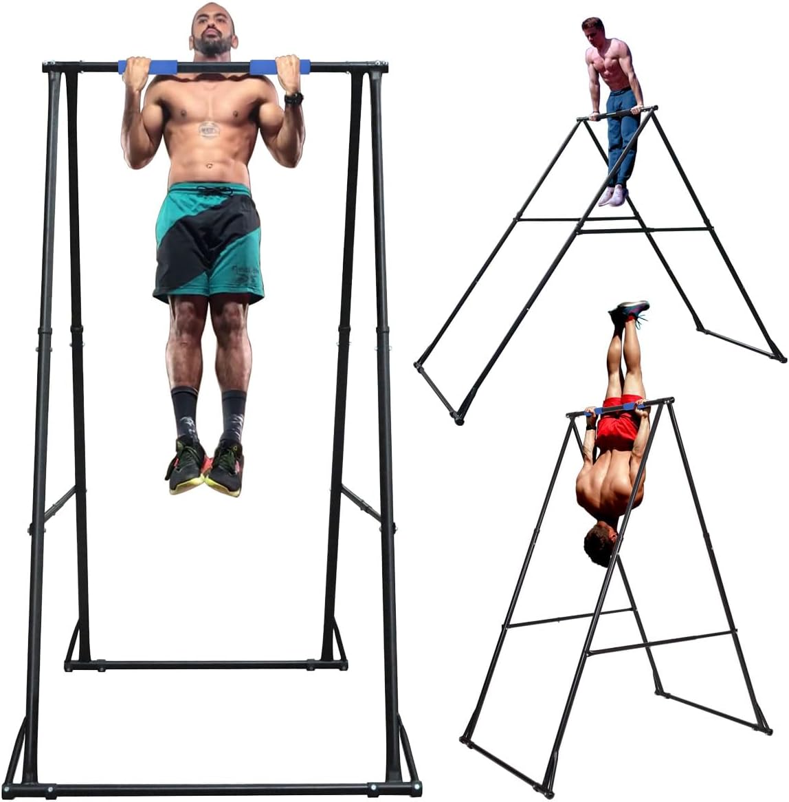 KT TOES DONT TOUCH GROUND Foldable Free Standing Pull Up Bar Stand Sturdy Power Tower Workout Station For Home Gym Strength Training Adjustable Pullup Fitness Equipment Multifunctional Exercise Rack