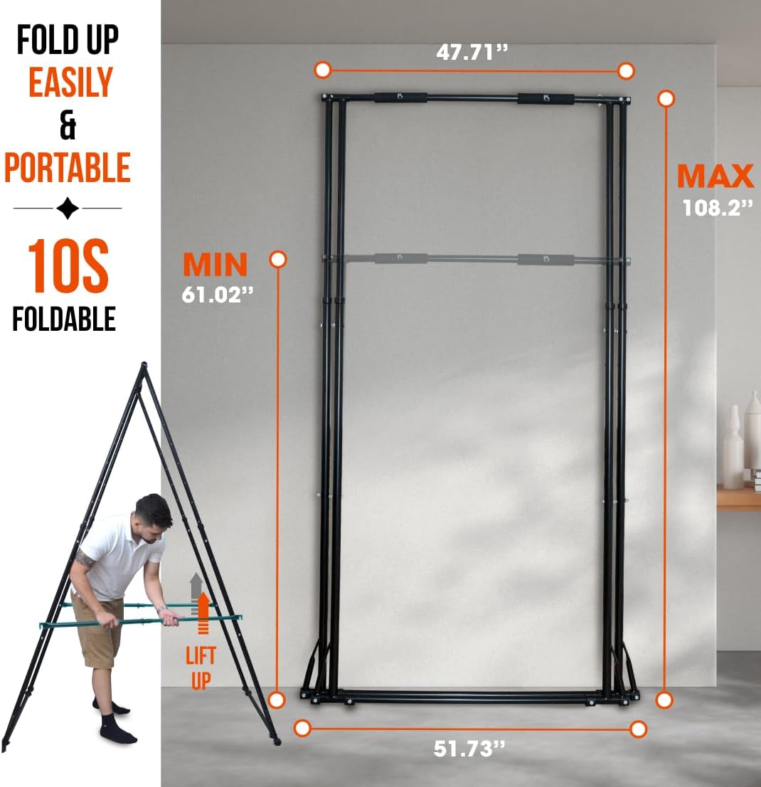 KT TOES DONT TOUCH GROUND Foldable Free Standing Pull Up Bar Stand Sturdy Power Tower Workout Station For Home Gym Strength Training Adjustable Pullup Fitness Equipment Multifunctional Exercise Rack · v6
