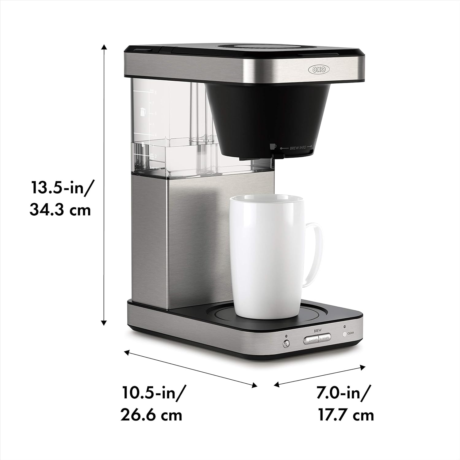 OXO Brew 8 Cup Kahve Makinesi, Paslanmaz çelik, Siyah