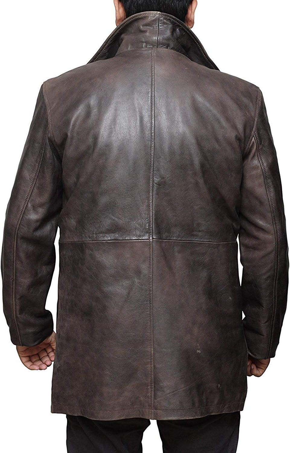 Mens Military Type Lambskin Leather Trench Coat · v3