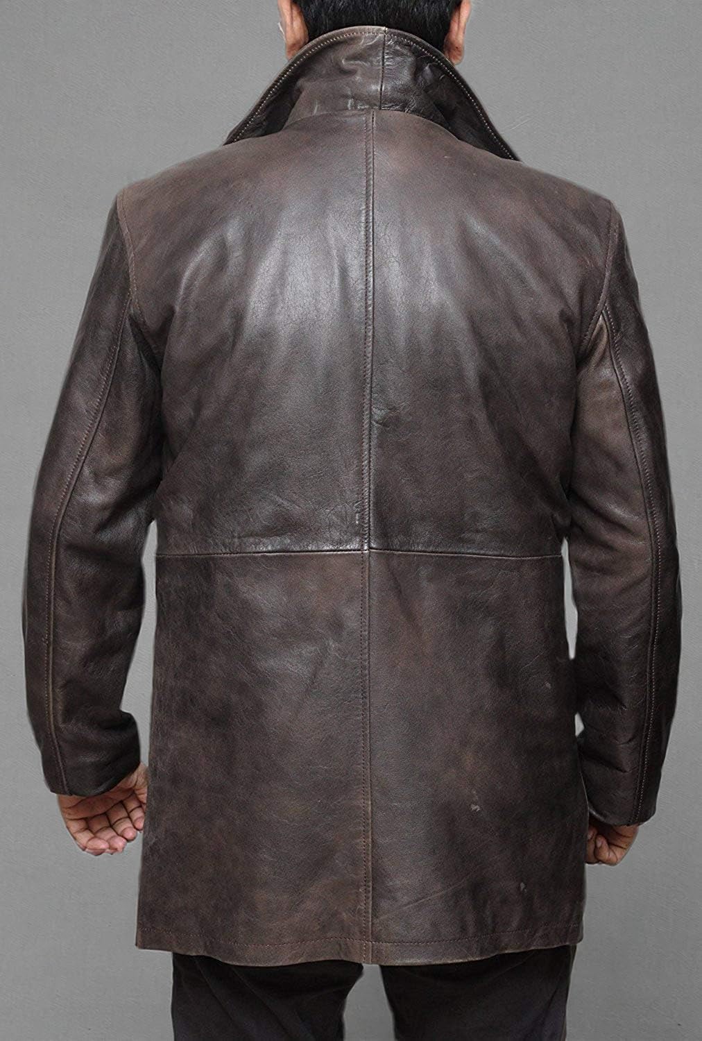 Mens Military Type Lambskin Leather Trench Coat · v3