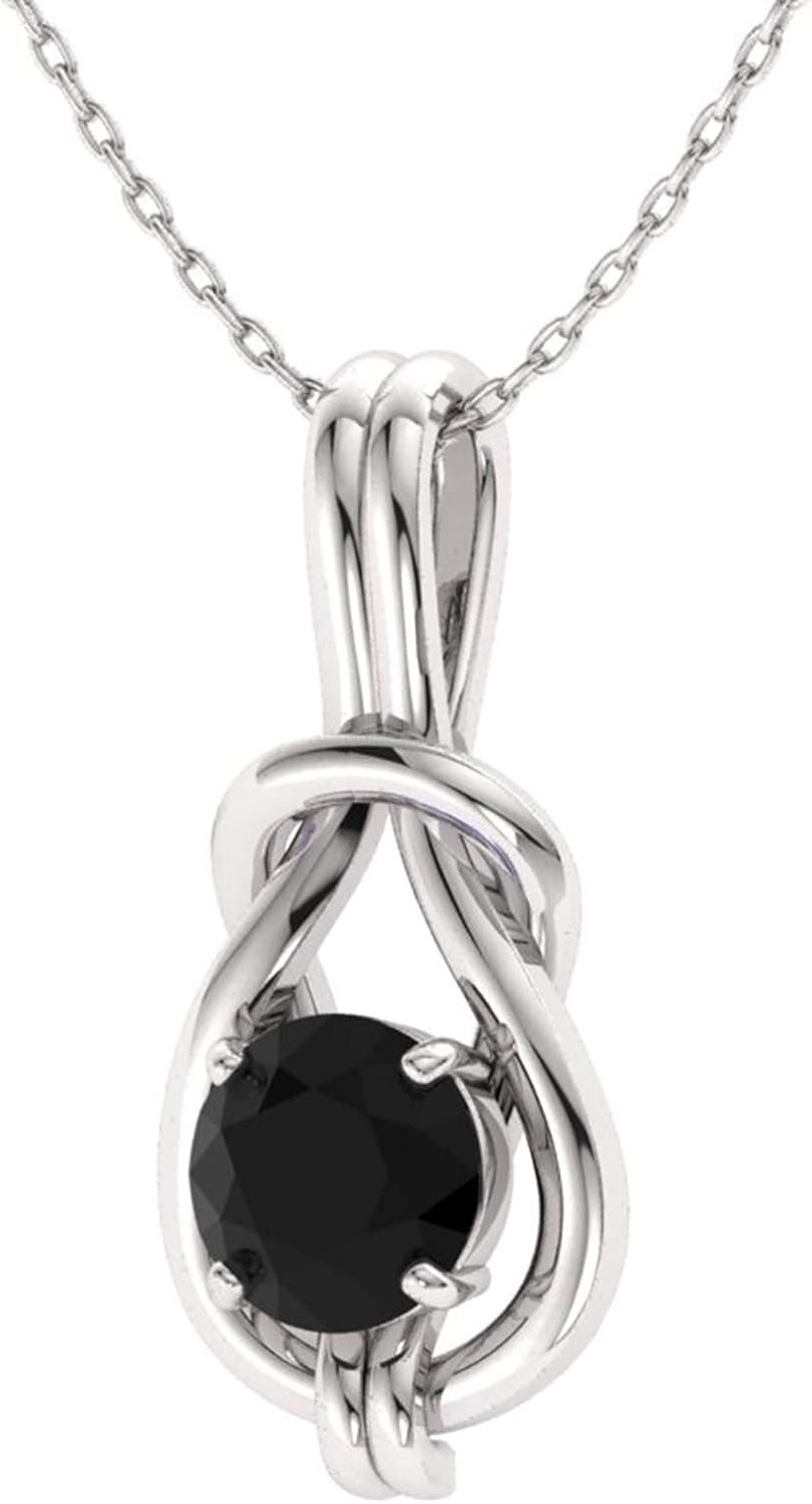 Diamondere Natural and Certified Gemstone Infinity Knot Solitaire Necklace in 14k Solid Gold | 0.37 Carat Pendant with 18 Inch Chain · v2