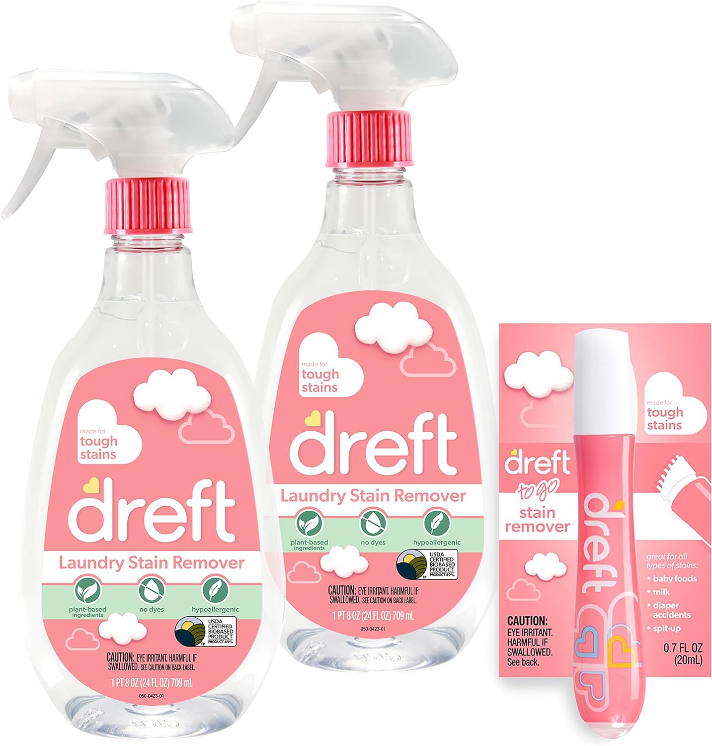 Bebek Giysileri için Dreft Leke Sökücü, Kokusuz ve Hipoalerjenik Bebek Leke Çıkarıcı Sprey Plus Seyahat Boyutu Leke İşleyici Kalem, 24 Fl Oz (2'li Leke Kalemi Paketi)