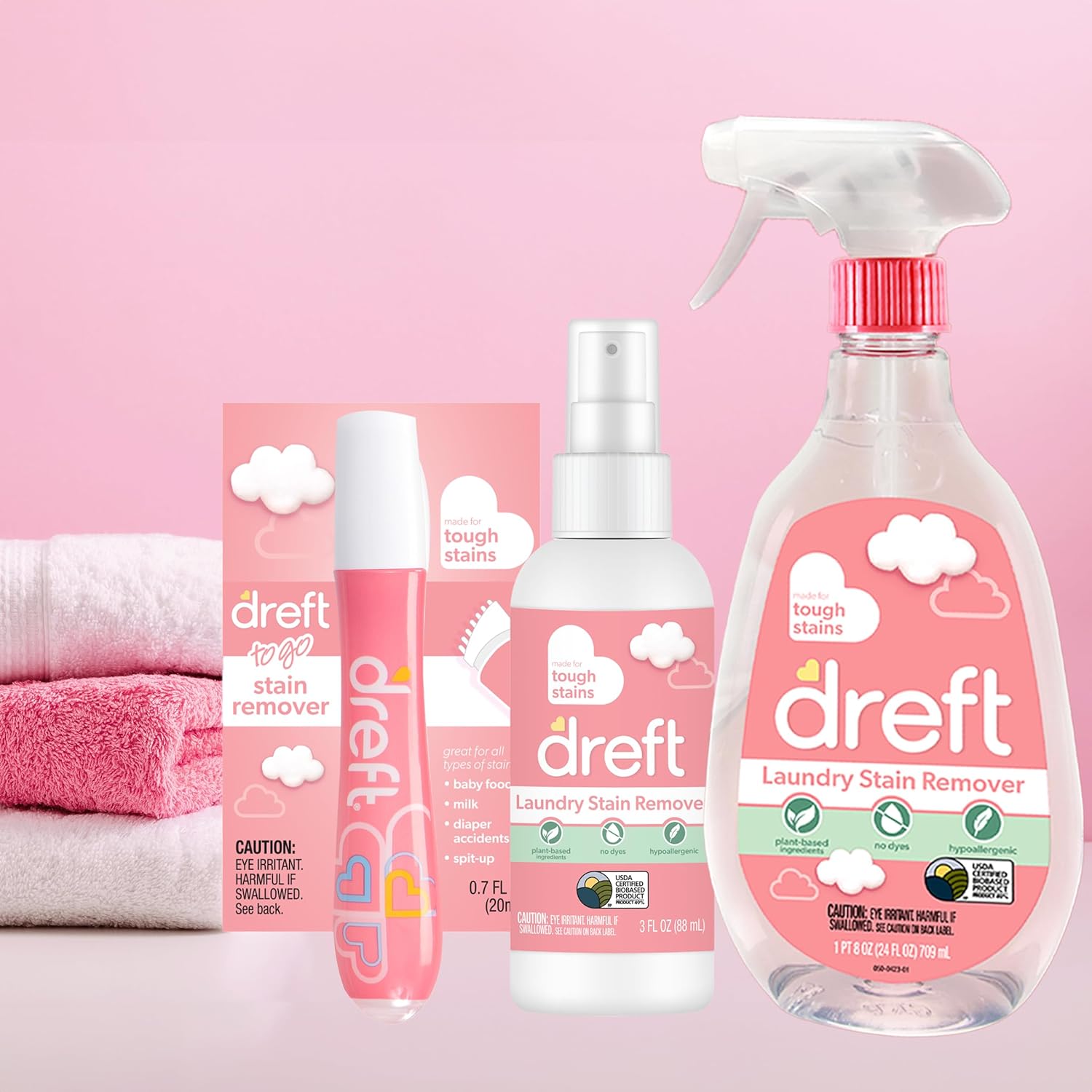 Bebek Giysileri için Dreft Leke Sökücü, Kokusuz ve Hipoalerjenik Bebek Leke Çıkarıcı Sprey Plus Seyahat Boyutu Leke İşleyici Kalem, 24 Fl Oz (2'li Leke Kalemi Paketi)