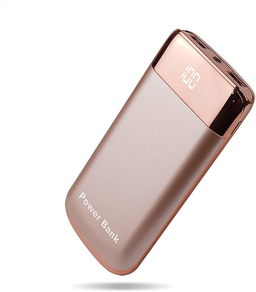 50000mAh 2USB Power Bank LED LCD External Backup Battery Charger 20W for iPhone, Samsung, Android Smart Phone (Rose Gold)
