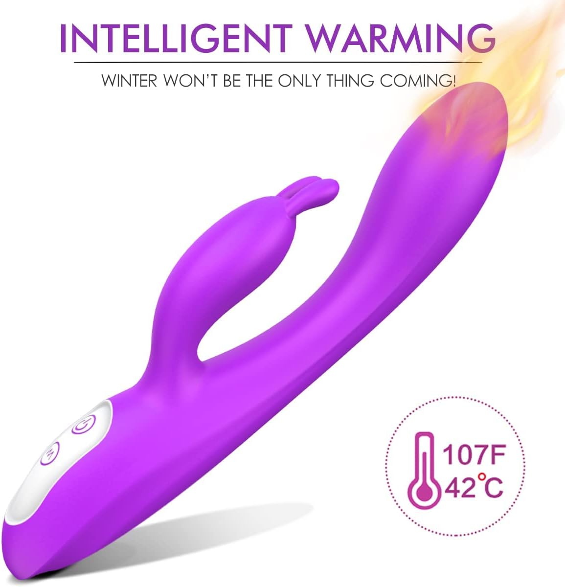 เครื่องสั่นกระต่าย G Spot พร้อมฟังก์ชันทำความร้อนและหูกระต่ายสำหรับกระตุ้นจุด G คลิตอริส เครื่องสั่นแบบกันน้ำพร้อมการสั่นสะเทือนที่ทรงพลัง 9 ระดับ เครื่องกระตุ้นมอเตอร์คู่สำหรับผู้หญิงหรือคู่รักที่สนุกสนาน