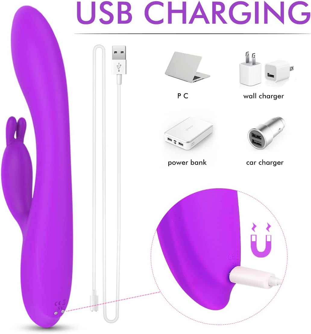 เครื่องสั่นกระต่าย G Spot พร้อมฟังก์ชันทำความร้อนและหูกระต่ายสำหรับกระตุ้นจุด G คลิตอริส เครื่องสั่นแบบกันน้ำพร้อมการสั่นสะเทือนที่ทรงพลัง 9 ระดับ เครื่องกระตุ้นมอเตอร์คู่สำหรับผู้หญิงหรือคู่รักที่สนุกสนาน