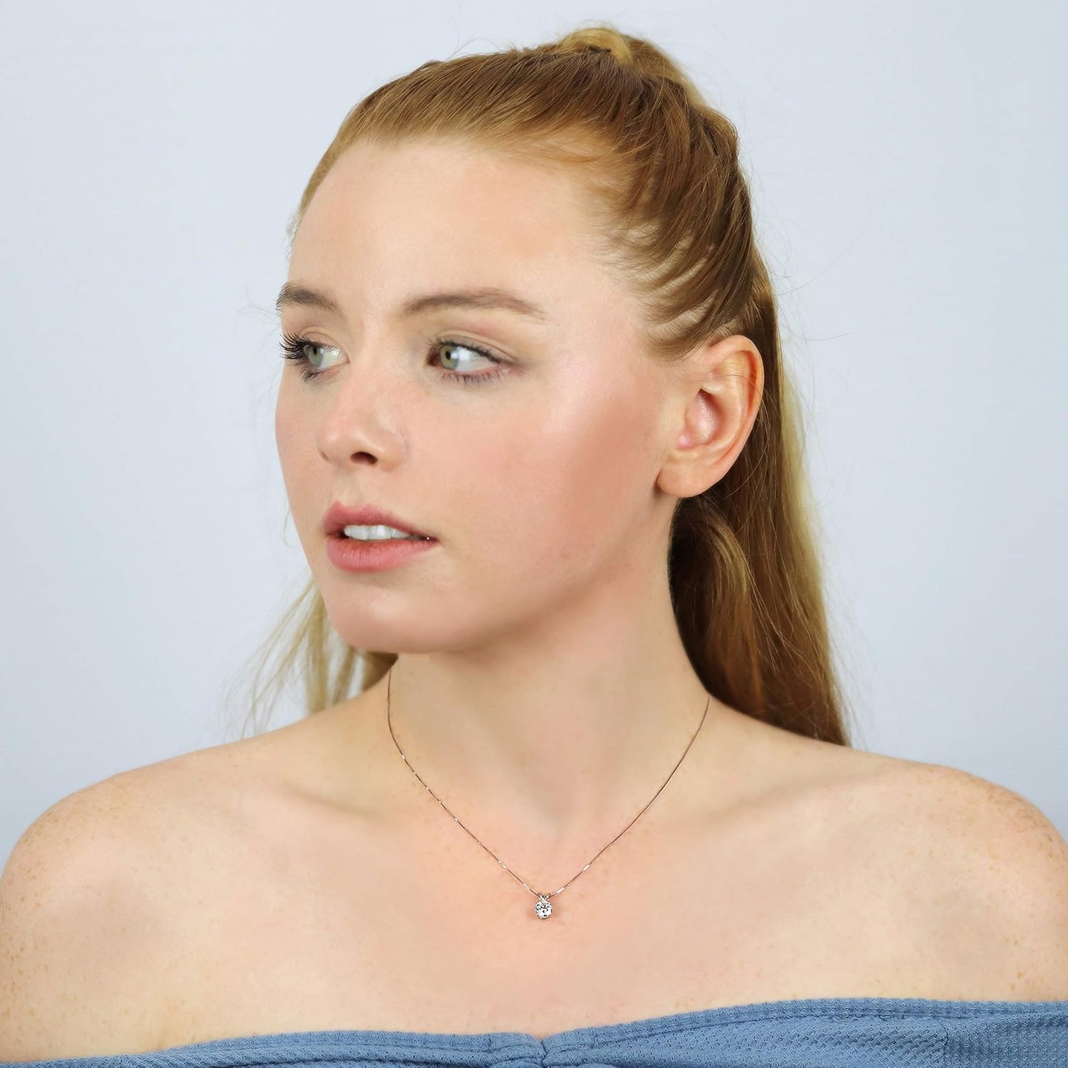 1/2 to 3 1/2 Carat Round Moissanite Solitaire Pendant Necklace in 14k Gold (H-I, cttw) 4-Prong 16 to 18 Inch Adjustable Chain Spring Ring by Diamond Wish · v3