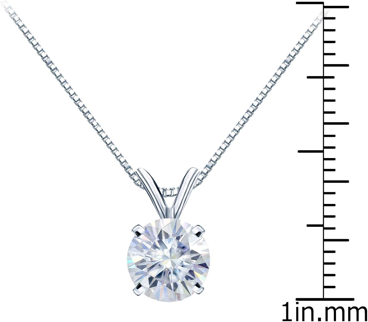 1/2 to 3 1/2 Carat Round Moissanite Solitaire Pendant Necklace in 14k Gold (H-I, cttw) 4-Prong 16 to 18 Inch Adjustable Chain Spring Ring by Diamond Wish · v3