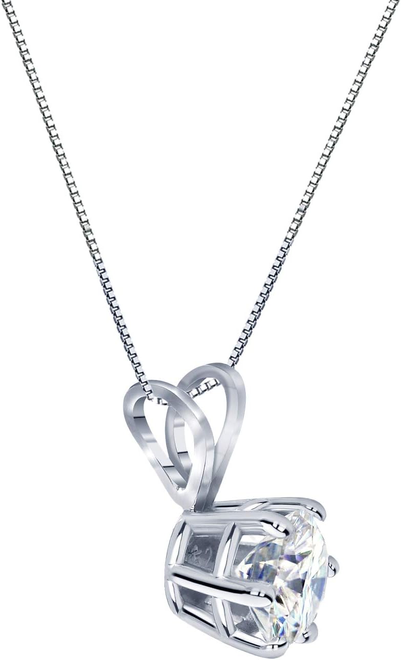 Collana con ciondolo solitario rotondo in moissanite da 1/2 a 3 carati e mezzo in oro 14 carati (J-K, cttw) Anello a molla a catena regolabile a 6 punte da 16-18 pollici di Diamond Wish