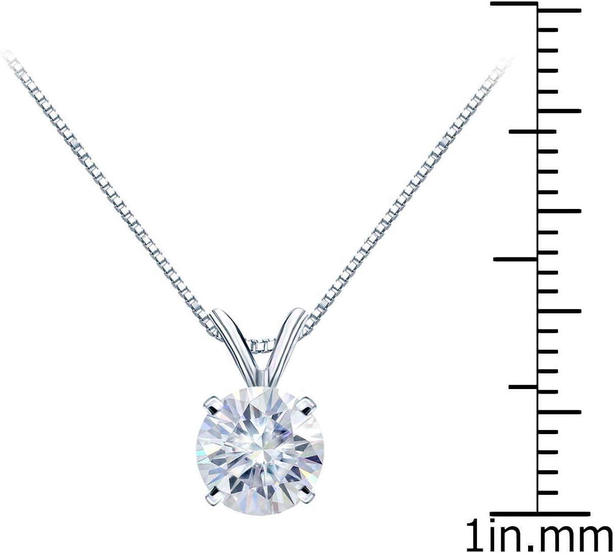 สร้อยคอจี้เพชรโมอิซาไนต์ทรงกลมขนาด 1/2 ถึง 3 1/2 กะรัตในทองคำ 14k (H-I, cttw) แหวนสปริงแบบ 4 ก้านพร้อมโซ่ปรับระดับได้ ความยาว 16 ถึง 18 นิ้ว โดย Diamond Wish