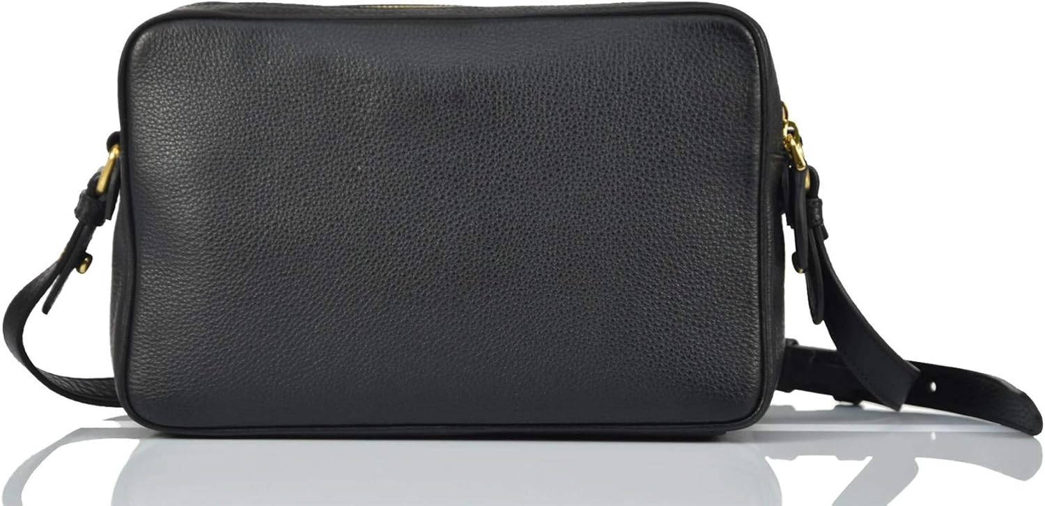 Prada zwarte Bandoliera Vitello Phenix leren schoudertas voor dames, 1BH079