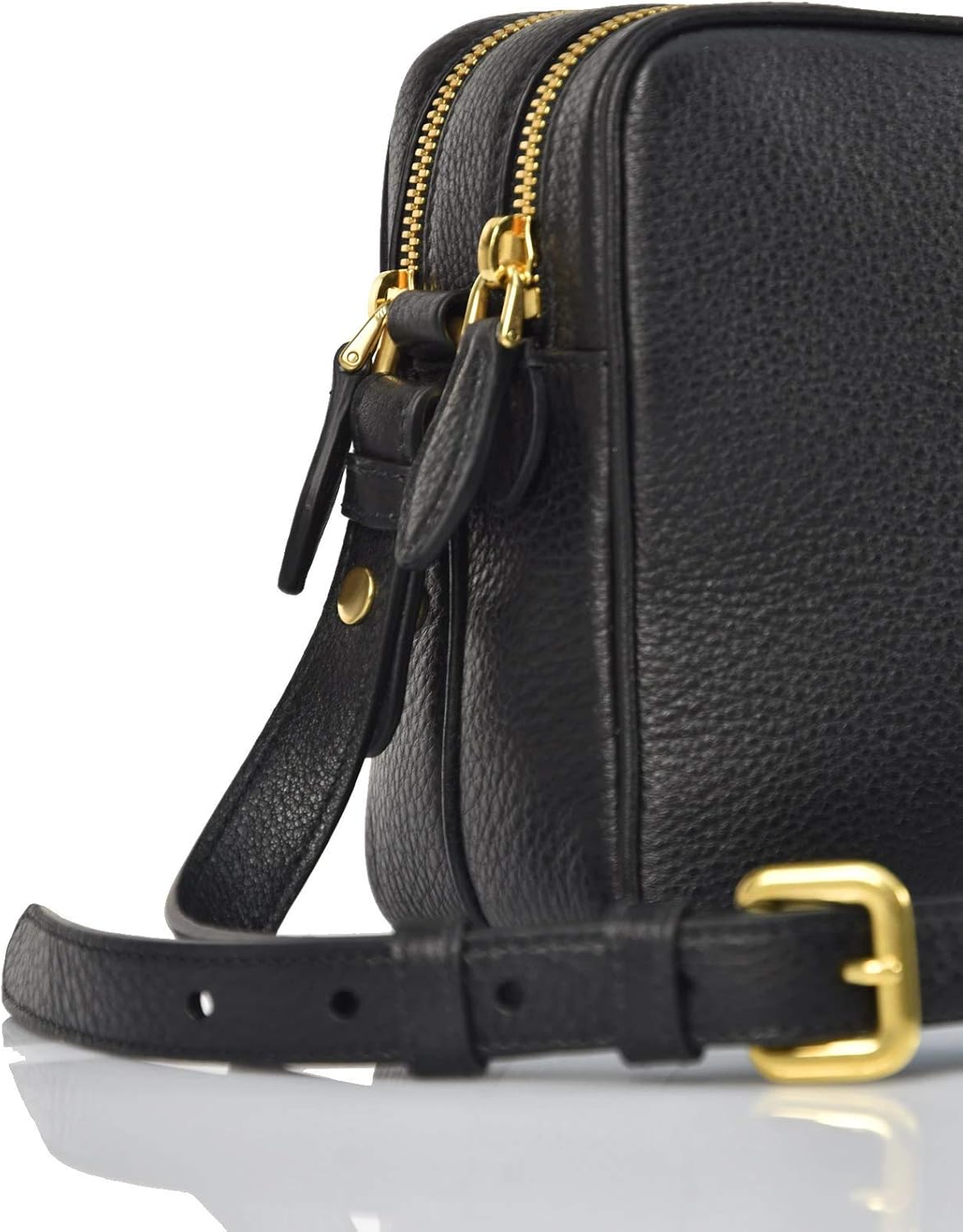 Prada zwarte Bandoliera Vitello Phenix leren schoudertas voor dames, 1BH079