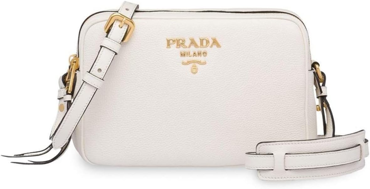 Prada Womens White Vitello Phenix Leather Crossbody HandBag 1BH079 · v4