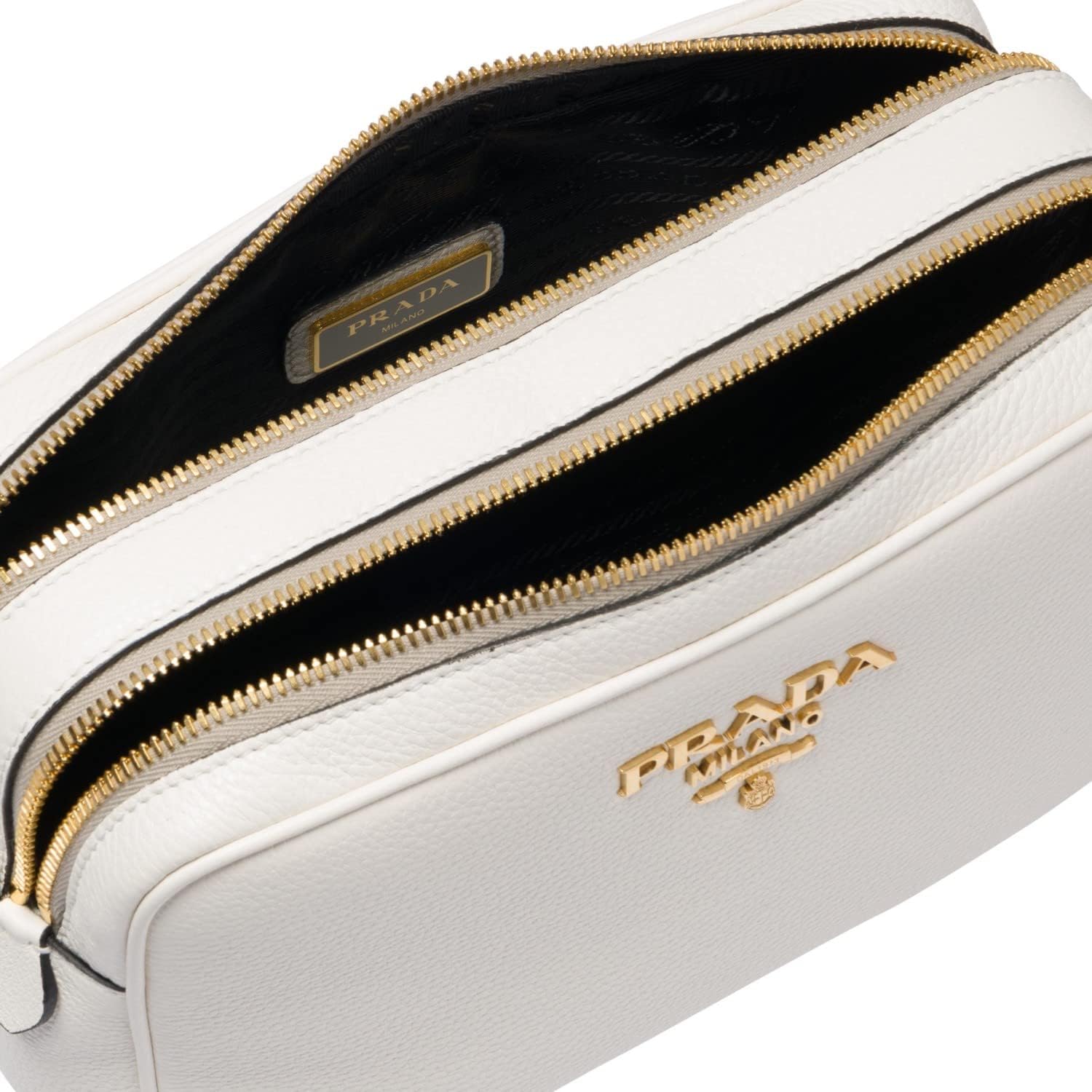 Женская белая кожаная сумка через плечо Prada Vitello Phenix 1BH079