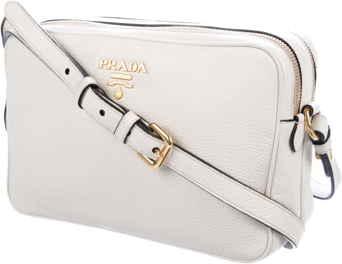 Женская белая кожаная сумка через плечо Prada Vitello Phenix 1BH079