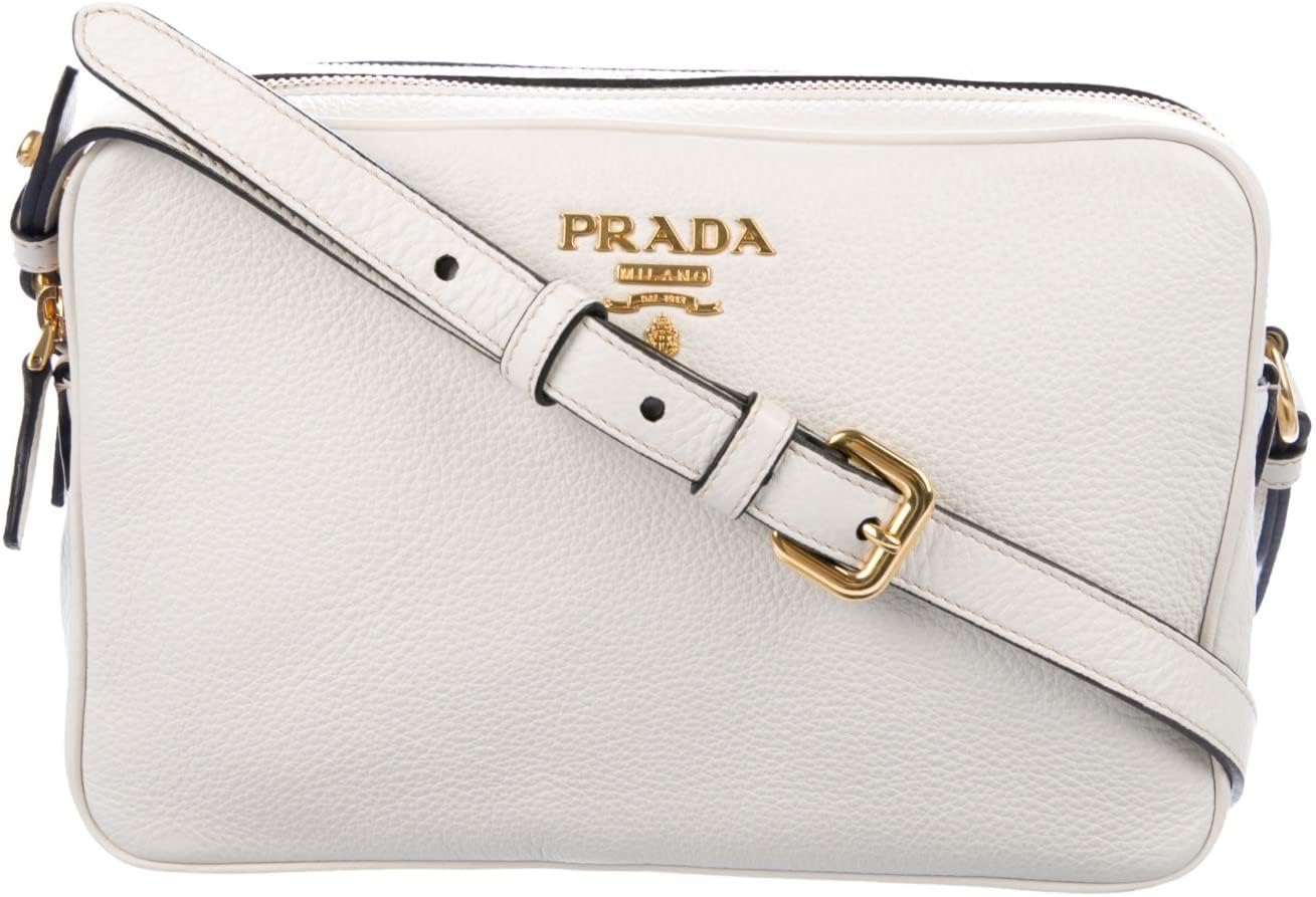 Женская белая кожаная сумка через плечо Prada Vitello Phenix 1BH079