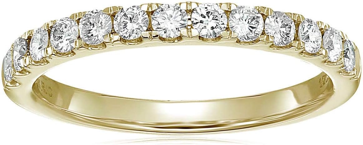 1/2 carat (ctw) Diamond Wedding Anniversary Band for Women, Half Eternity Round Diamond Engagement Ring 14K Yellow Gold Prong Pave Set 0.50 cttw, Size 4-10 · v2