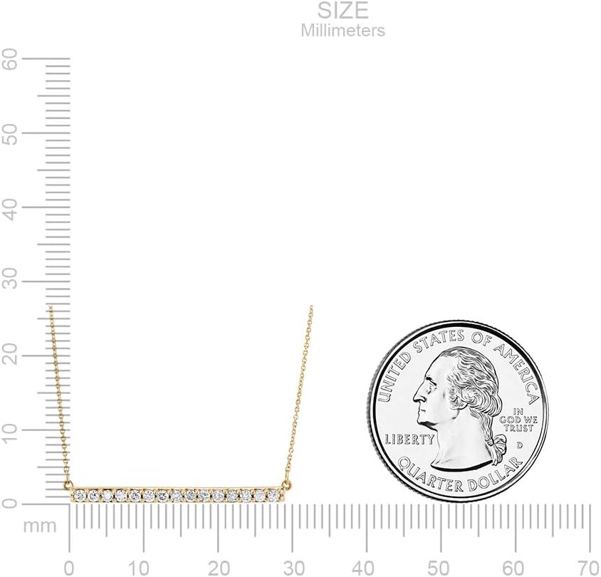 10K biały, różowy lub żółty złoty poziomy naszyjnik z diamentem 1/4 Cttw (kolor I-J, klarowność I2-I3), 16 cali, firmy Brilliant Expressions