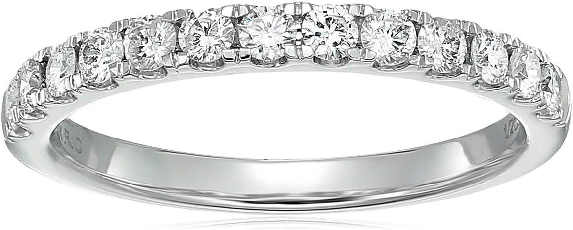 1/2 carat (ctw) Diamond Wedding Anniversary Band for Women, Half Eternity Round Diamond Engagement Ring 14K White Gold Prong Pave Set 0.50 cttw, Size 4-10.5 · v2