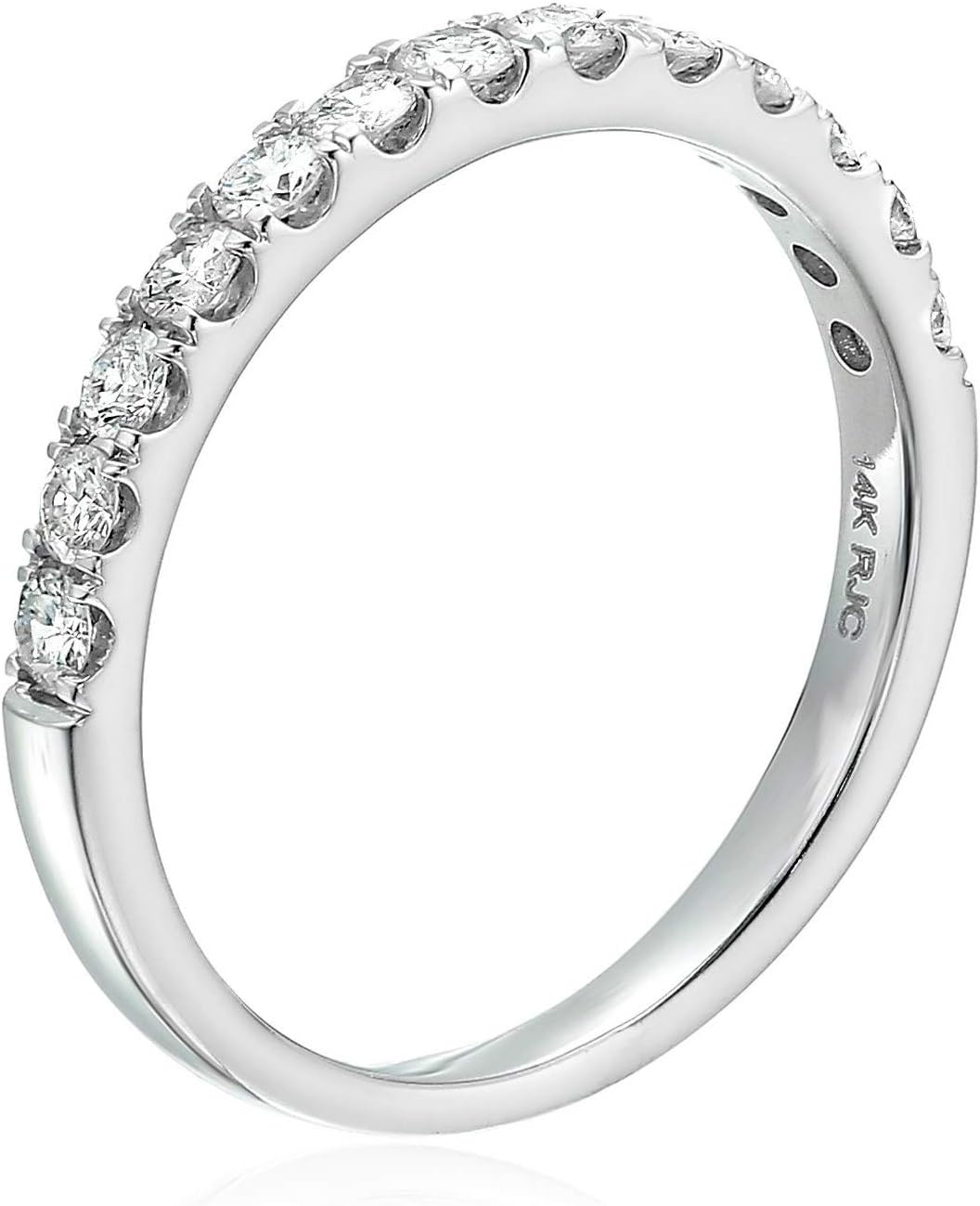 1/2 carat (ctw) Diamond Wedding Anniversary Band for Women, Half Eternity Round Diamond Engagement Ring 14K White Gold Prong Pave Set 0.50 cttw, Size 4-10.5 · v2