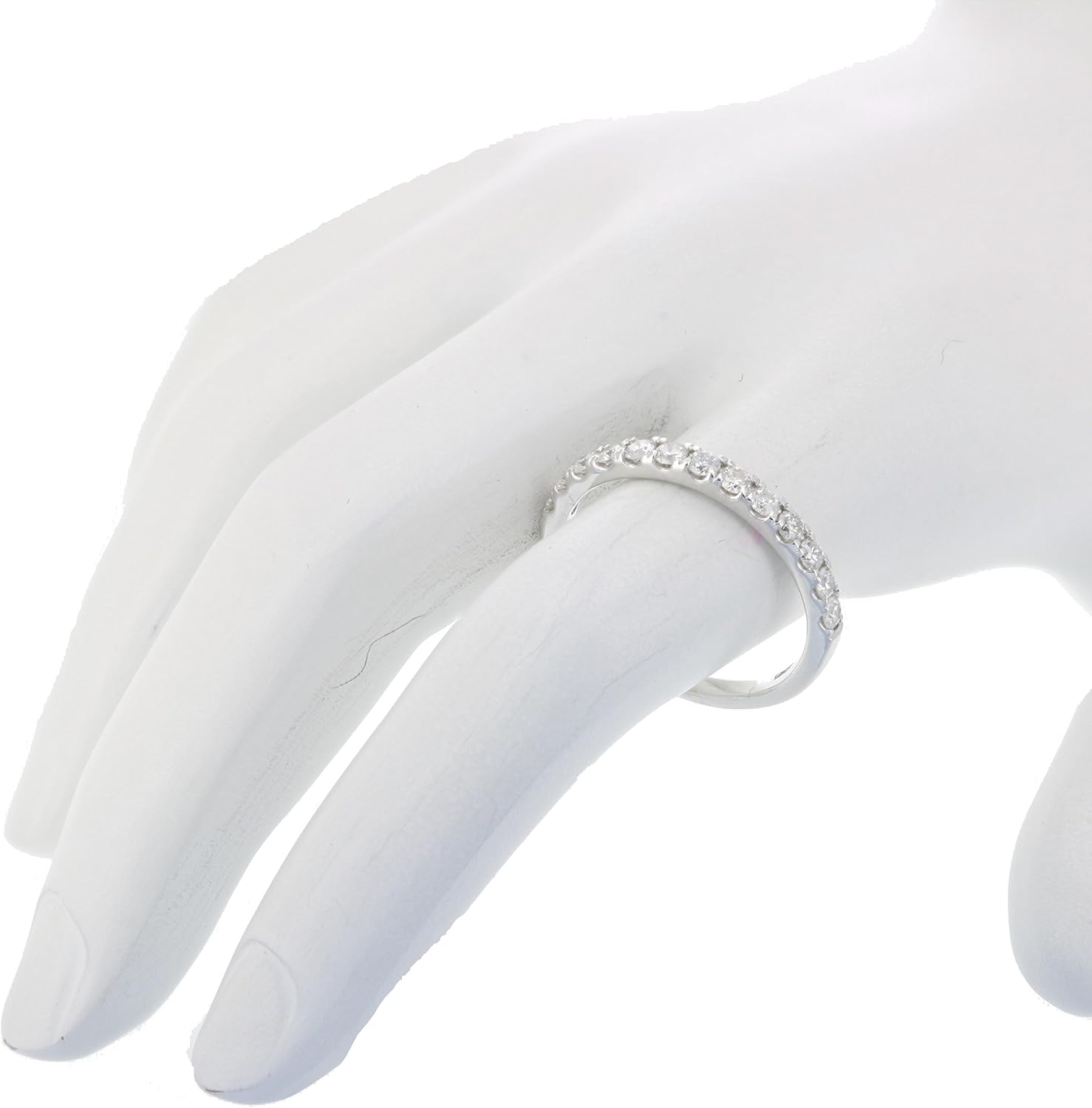 1/2 carat (ctw) Diamond Wedding Anniversary Band for Women, Half Eternity Round Diamond Engagement Ring 14K White Gold Prong Pave Set 0.50 cttw, Size 4-10.5 · v2