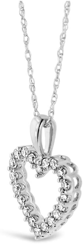 Brilliant Expressions Halskette mit Herzanhänger aus 10 Karat Weiß-, Rosé- oder Gelbgold, 1/4, 1/2 oder 1 Karat Diamant (I-J, I2-I3), 18-Kette