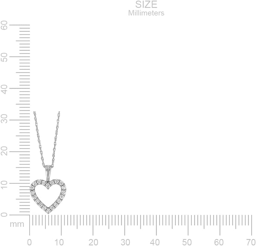 Brilliant Expressions Halskette mit Herzanhänger aus 10 Karat Weiß-, Rosé- oder Gelbgold, 1/4, 1/2 oder 1 Karat Diamant (I-J, I2-I3), 18-Kette