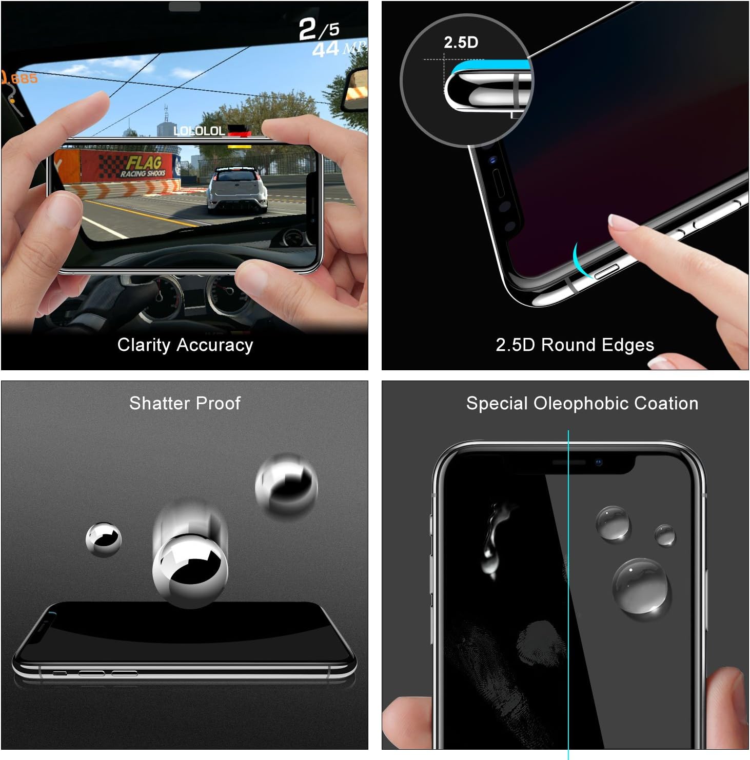 Cell Phone Tempered Glass Privacy Screen Protector(Black,2 Pack),Compatible iPhone 11/XR 6.1 Screen HD Clarity 3D Touch 9H Hardness Anti-Spy Anti-Scratch Anti-Glare,Easy Install Bubble Free