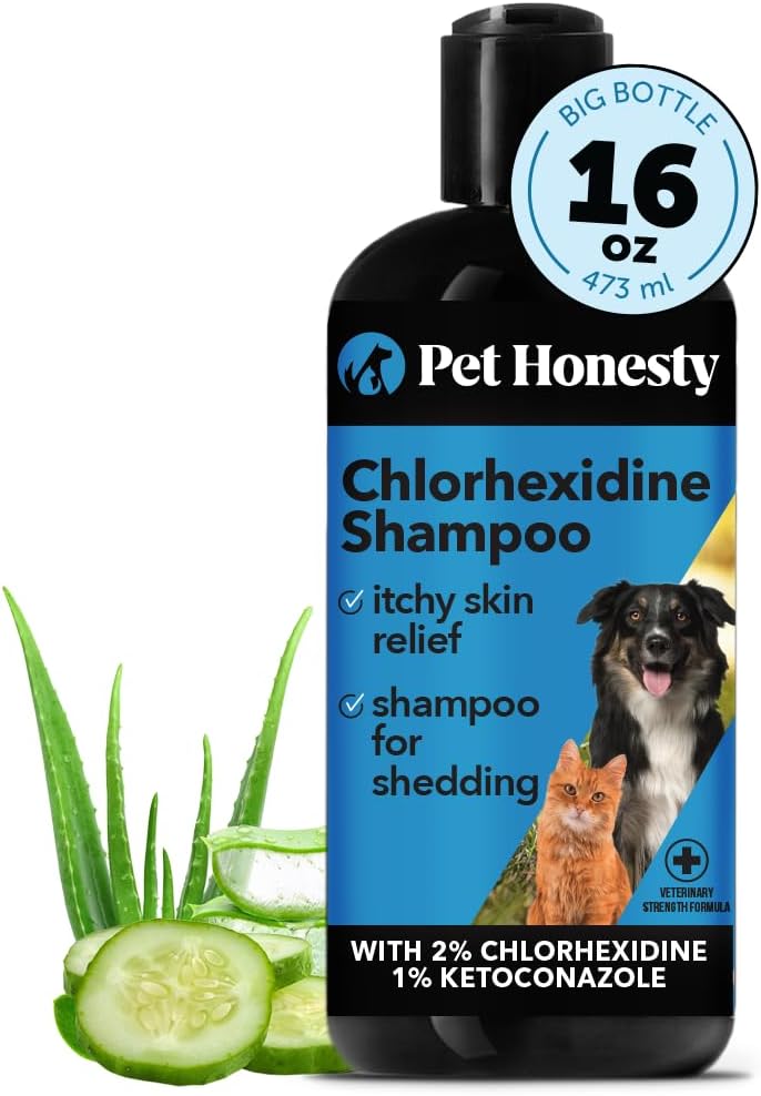 Sampo Anti Gatal Kucing dan Anjing dari Pet Honesty Chlorhexidine, untuk Alergi, Gatal, Suplemen Kulit dan Bulu Anjing, Membantu Kerontokan, Hot Spot, Sampo Penghilang Bau Anjing, Perlengkapan Perawatan Anjing, 16oz