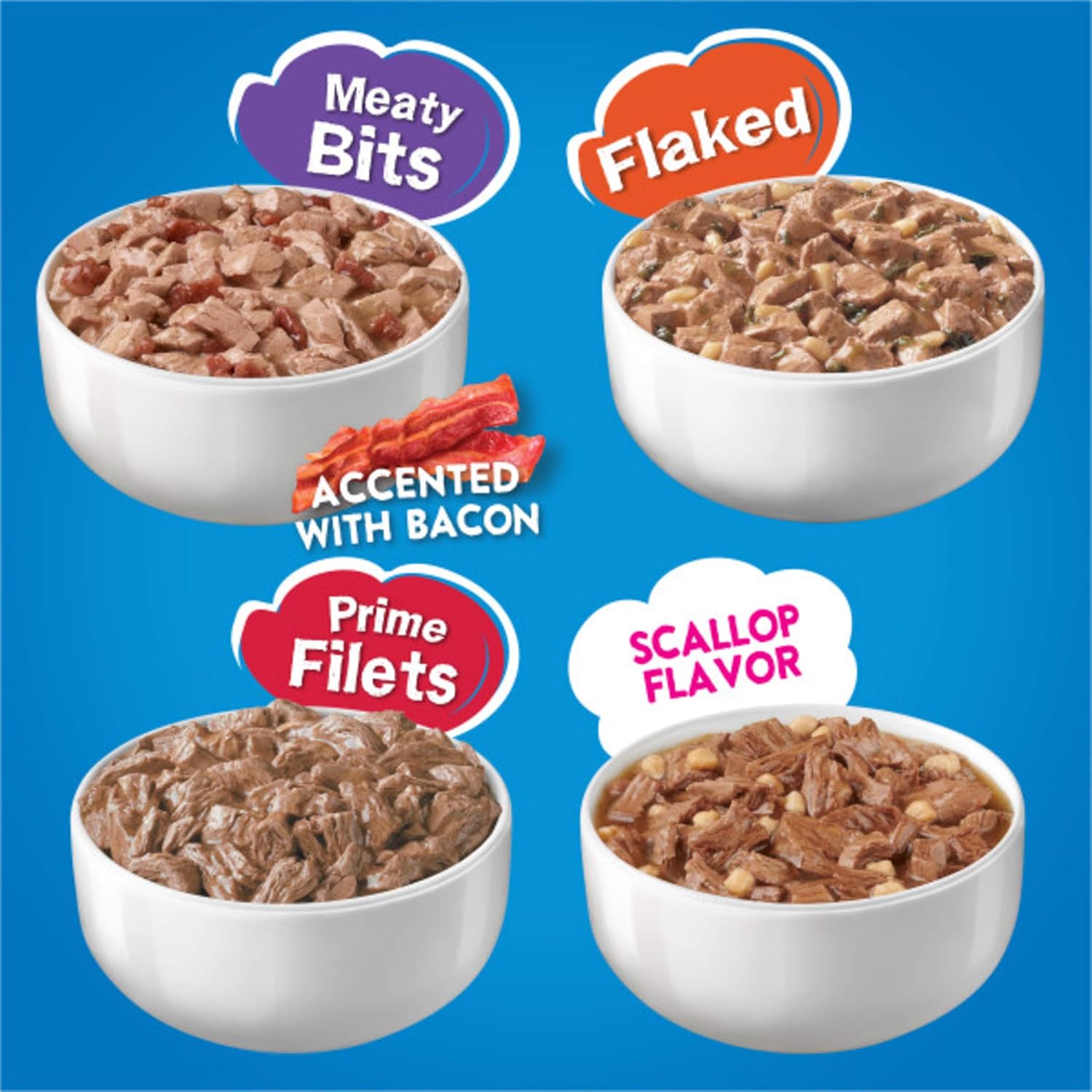 مجموعة متنوعة من طعام القطط الرطب من Purina Friskies، شرائح من Oceans of Delight Flaked Prime - 5.5 أونصة (عبوة من 40 قطعة)