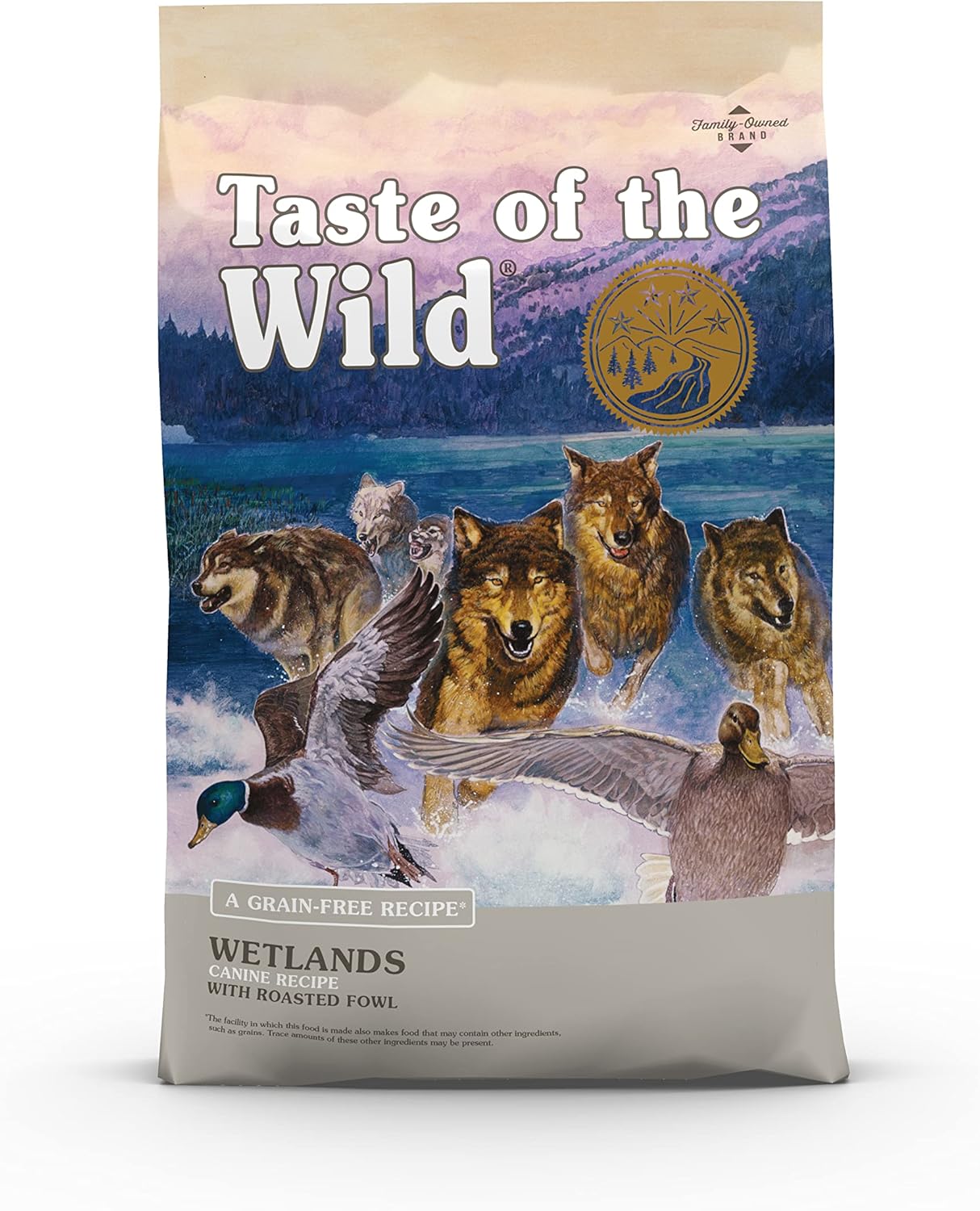 Pienso seco para perros Taste of the Wild Wetlands, sin cereales, con pato asado, 28 libras