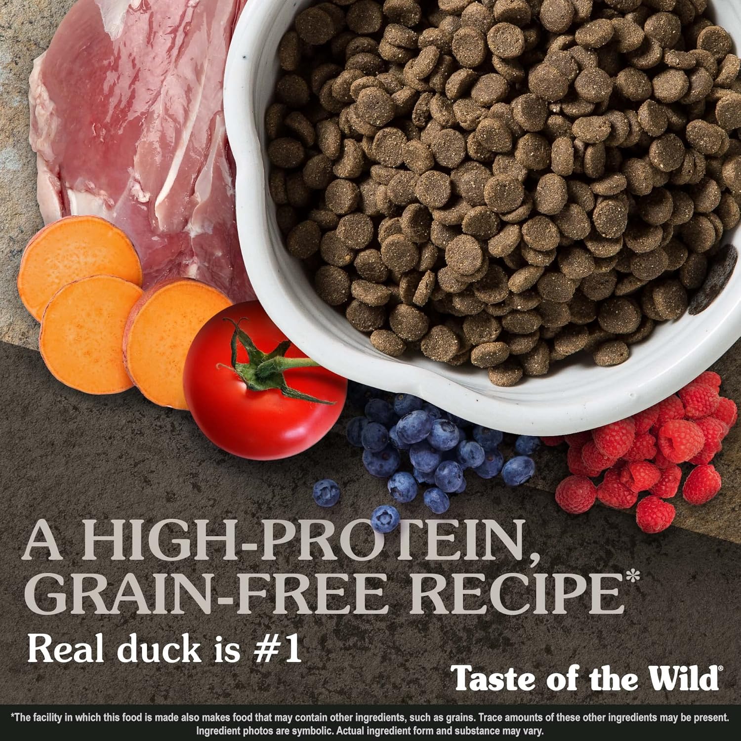 Pienso seco para perros Taste of the Wild Wetlands, sin cereales, con pato asado, 28 libras