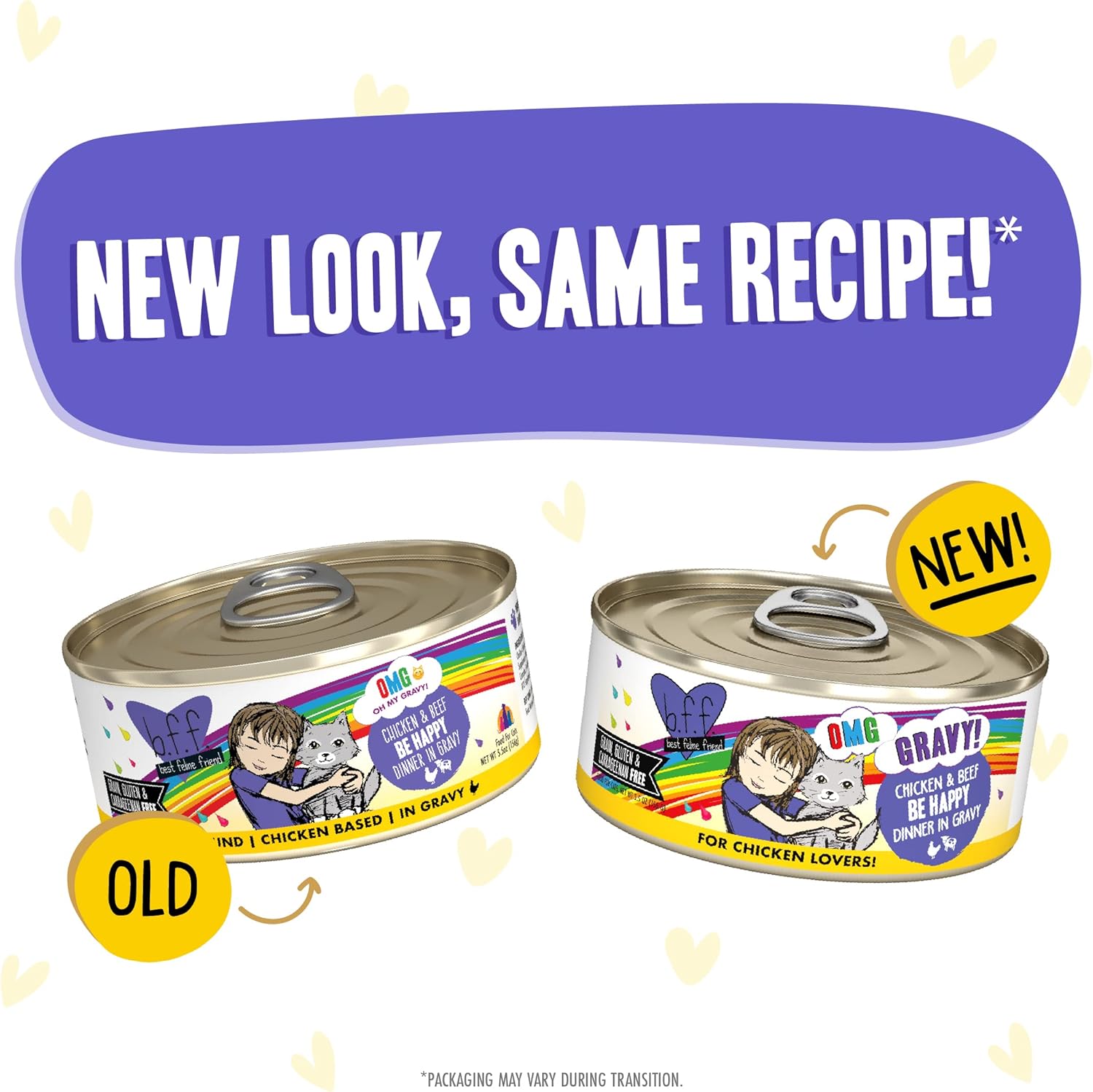 Weruva B.F.F. OMG - Best Feline Friend Oh My Gravy!, Chicken  Beef Be Happy with Chicken amp; Beef in Gravy, 5.5oz Can (Pack of 8) · v6