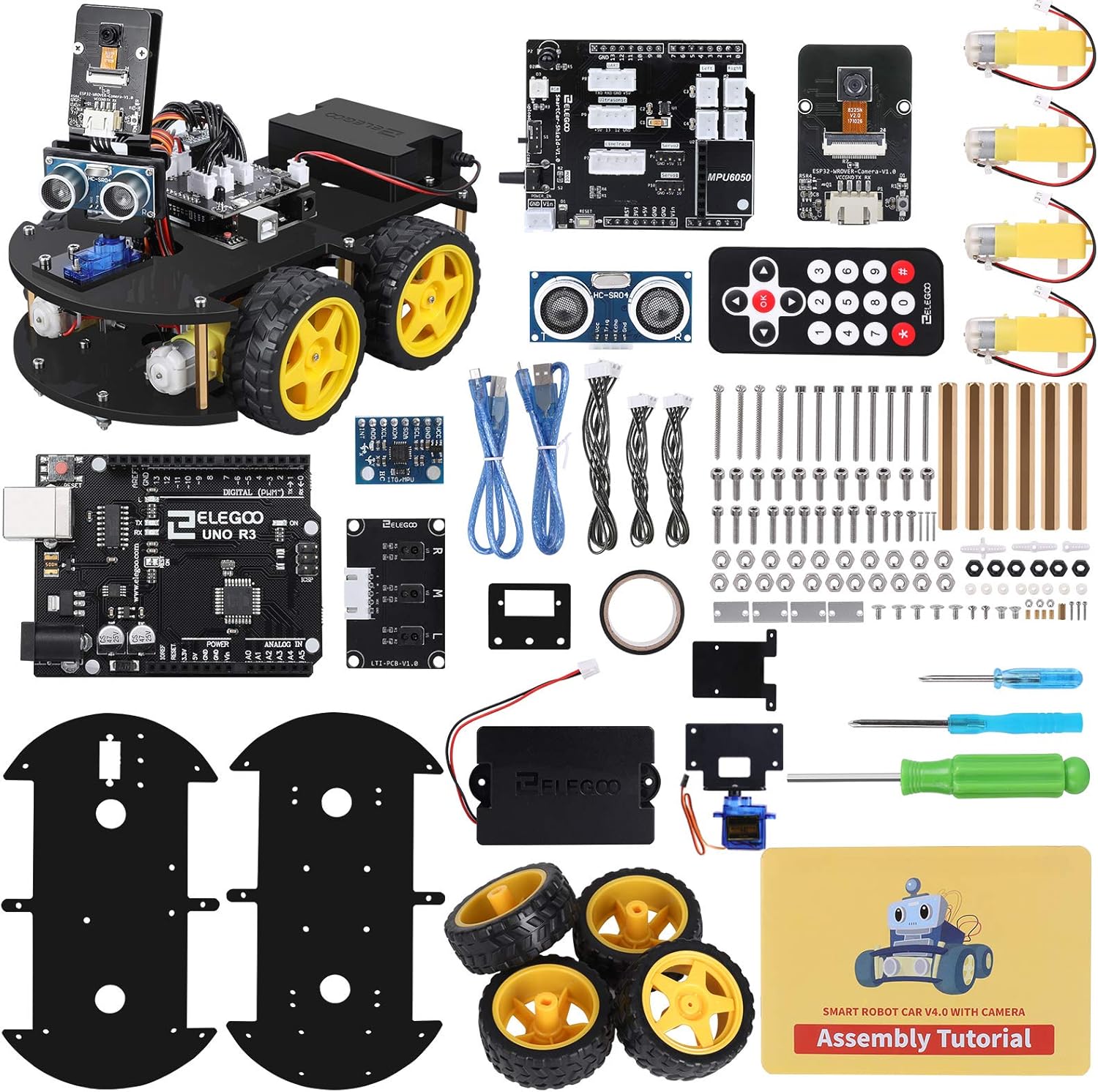ELEGOO UNO R3 Smart Robot Car Kit V4 for Arduino Robotics for Kids Ages 8-12 12-16 STEM Science Kits Coding Gifts for 8 9 10 11 12 13 14 15 16 Year Old Boys Girls Teens Cool Engineering Building Toys · v2