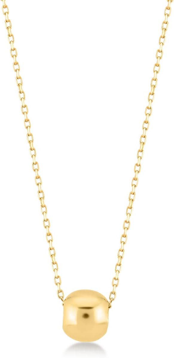 สร้อยคอลูกปัดทองคำแท้ 14k | สร้อยคอลูกปัดทองคำเหลือง 14k ขนาดเล็กพร้อมจี้สำหรับผู้หญิง | สร้อยคอลูกปัด | เครื่องประดับทรงกลมละเอียดอ่อน | ของขวัญสำหรับคริสต์มาส 18