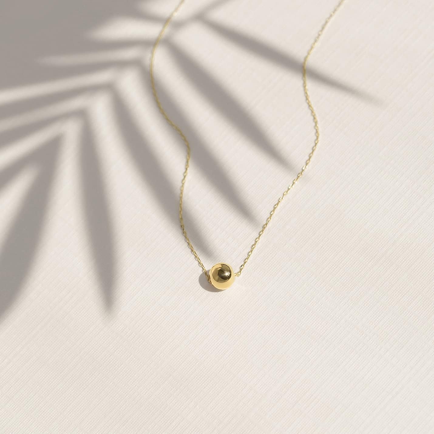 สร้อยคอลูกปัดทองคำแท้ 14k | สร้อยคอลูกปัดทองคำเหลือง 14k ขนาดเล็กพร้อมจี้สำหรับผู้หญิง | สร้อยคอลูกปัด | เครื่องประดับทรงกลมละเอียดอ่อน | ของขวัญสำหรับคริสต์มาส 18