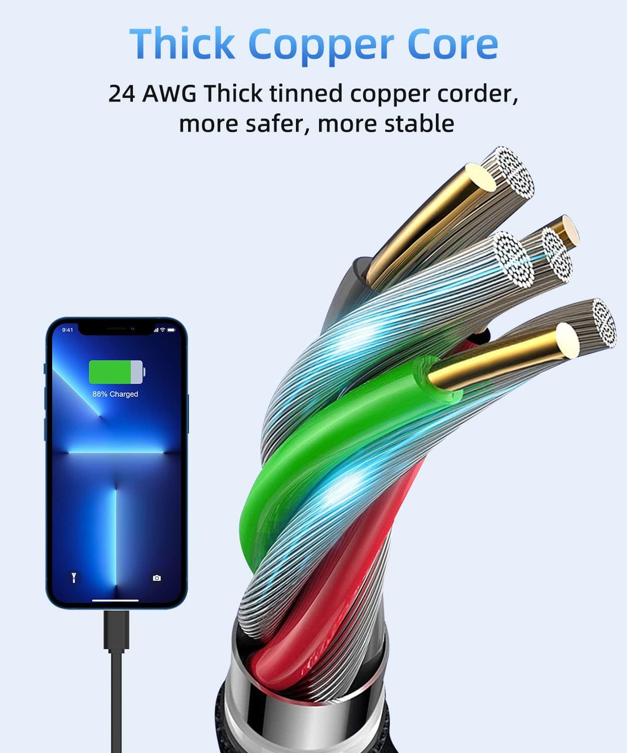 Multi Charging Cable Short, 2Pack 6 in 1 Multiple USB Fast Charger Cord Adapter Type C Micro USB Port Connectors Compatible with Cell Phones/Tablets/Portable Charger (Black)