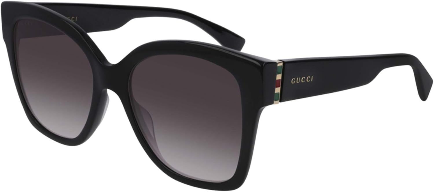 Occhiali da sole Gucci da donna con placca Web, nero/grigio sfumato, taglia unica